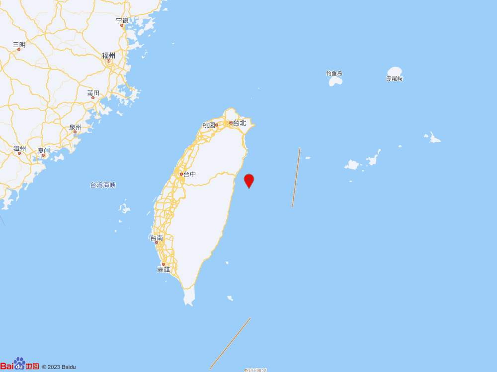 台湾花莲县海域（北纬23.97度，东经121.90度）发生4.8级地震