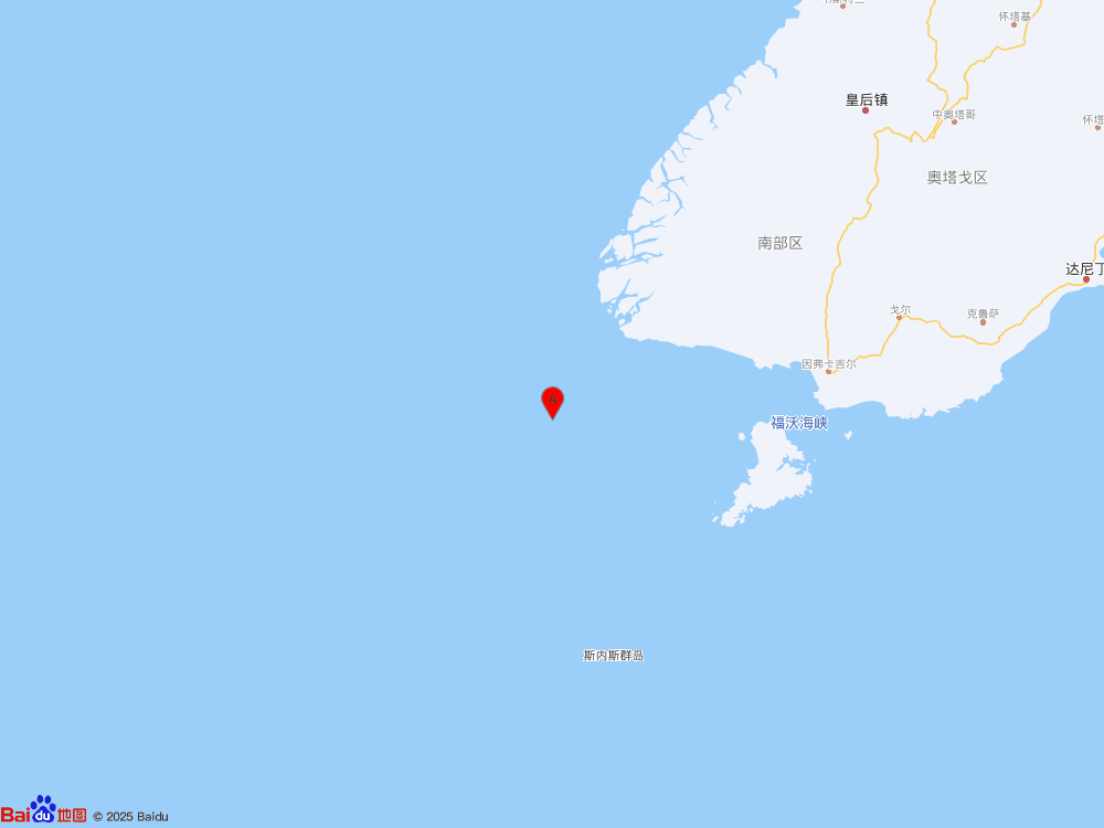 新西兰南岛西岸远海（北纬-46.65度，东经166.05度）发生6.8级地震