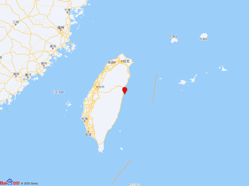 台湾花莲县海域（北纬23.96度，东经121.67度）发生4.2级地震